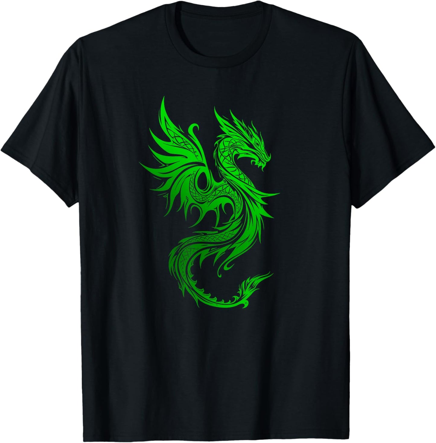 Beautiful Celtic Irish Green Tribal Dragon Fantasy Art T-Shirt - T-Shirt | Black
