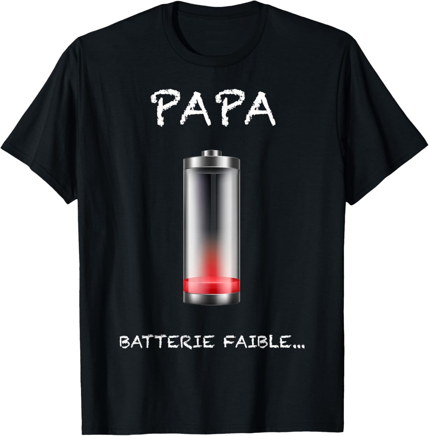 Dad Battery Low Parental Burnout Humor Man T-Shirt - T-Shirt | Black