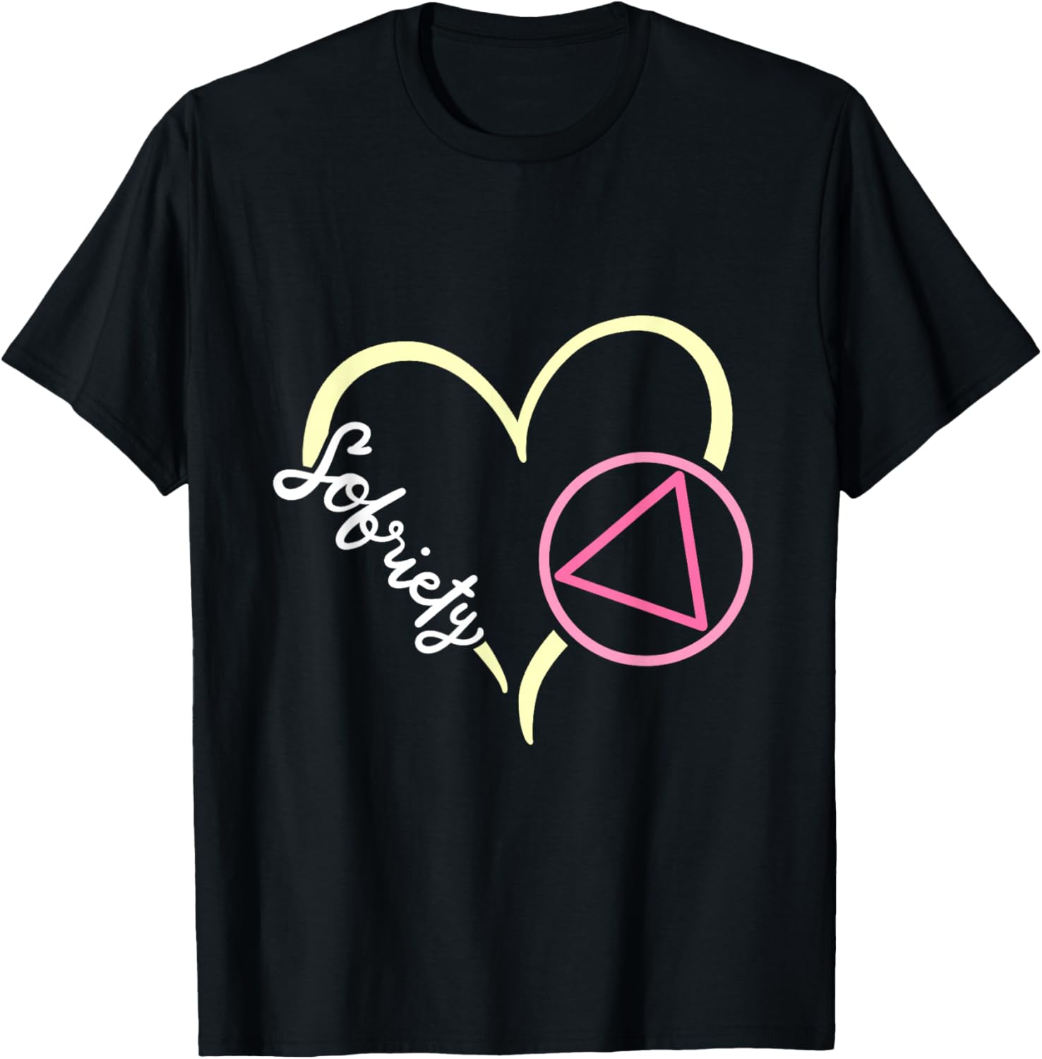 Sobriety Heart Sober Anniversary Alcoholic Abstinence Women T-Shirt - T-Shirt | Black