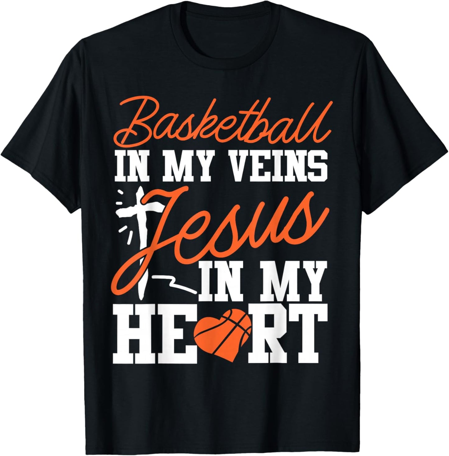 Basketball Bball Jesus Faith Christian Basketball In My T-Shirt - T-Shirt | Black