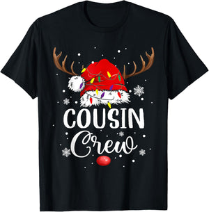 Christmas Cousin Crew Funny Santa Hat Light Kids Men Women T-Shirt - T-Shirt | Black