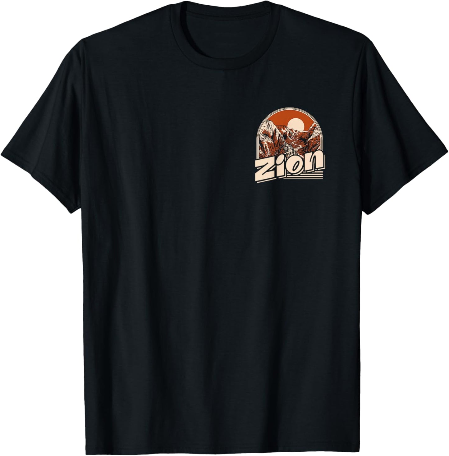 Zion National Park Retro (Design on Front and Back) T-Shirt - T-Shirt | Black