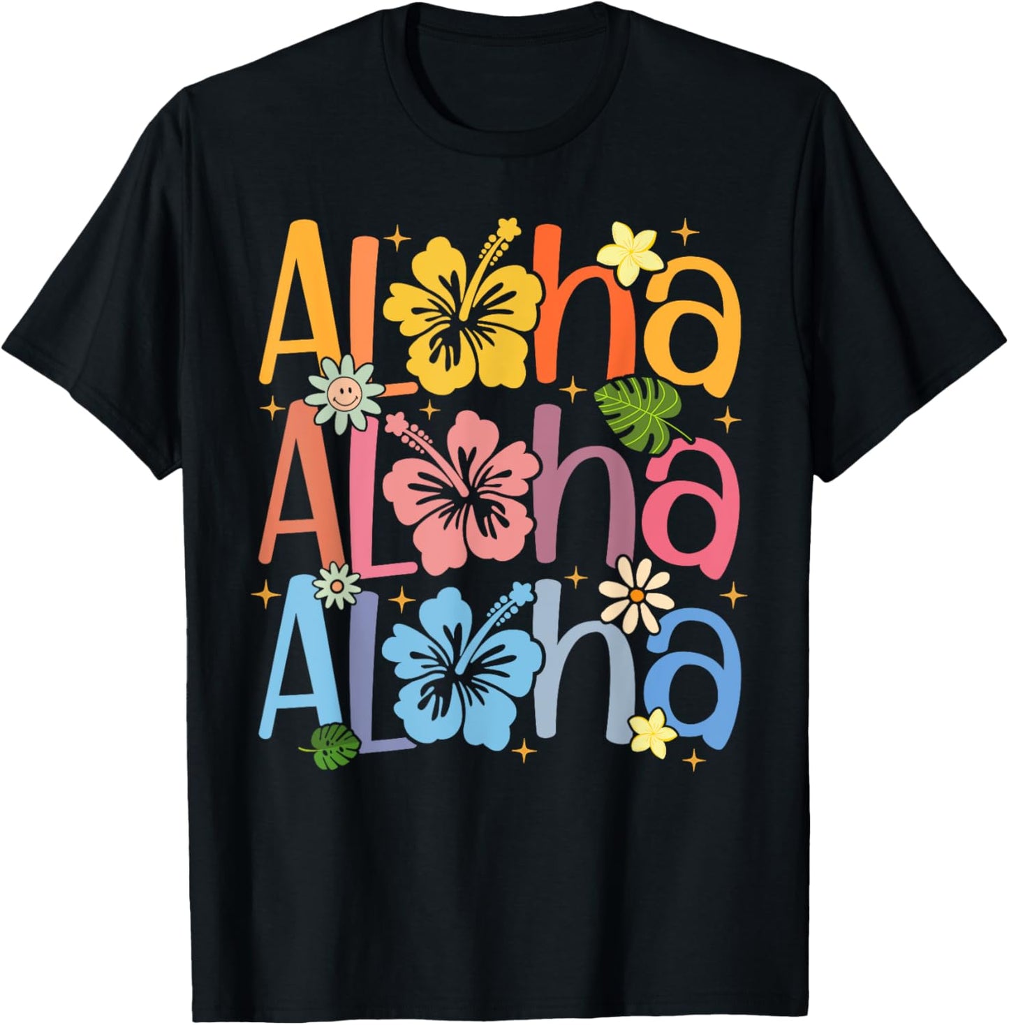 Cute Aloha Hawaiian Summer Vacation Shaka Hibiscus Kids Girl T-Shirt - T-Shirt | Black
