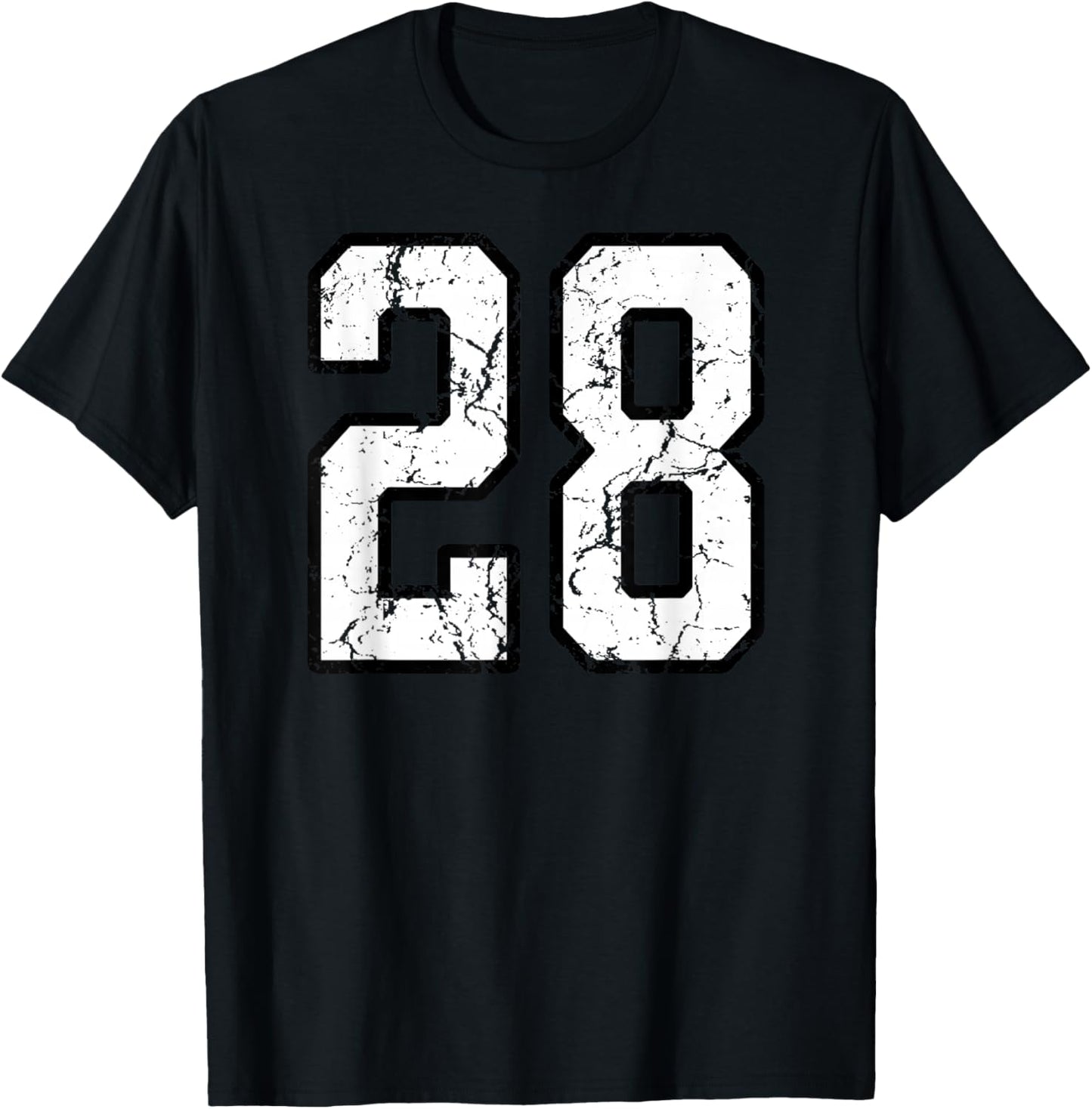 White and Black Sports Number 28 Jersey Uniform Player T-Shirt - T-Shirt | Black