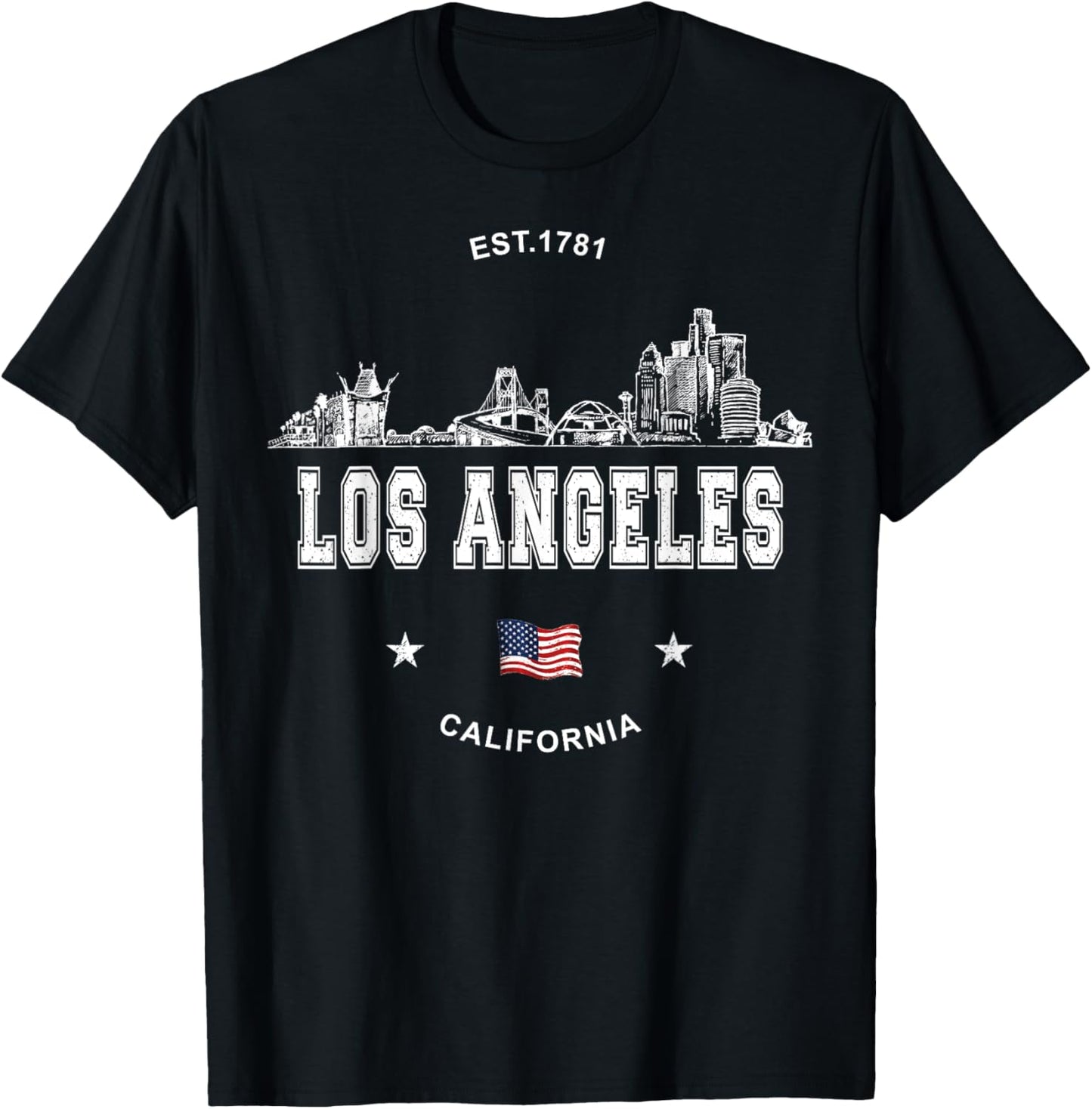 Los Angeles California Skyline T-Shirt - T-Shirt | Black