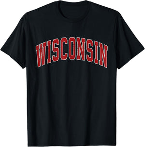 Wisconsin WI Vintage Red Style Gifts Men Women Boy Girl T-Shirt - T-Shirt | Black
