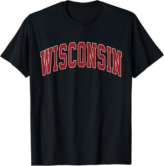 Wisconsin WI Vintage Red Style Gifts Men Women Boy Girl T-Shirt - T-Shirt | Black