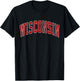 Wisconsin WI Vintage Red Style Gifts Men Women Boy Girl T-Shirt - T-Shirt | Black