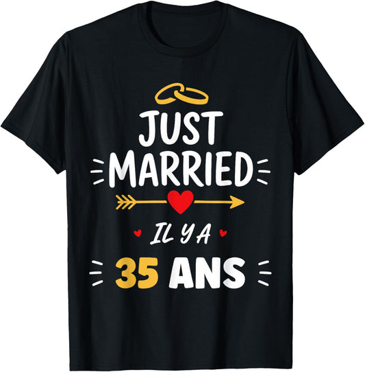 Fête Mariés Humour Couple Anniversaire Mariage 35 Ans T-Shirt - T-Shirt | Black