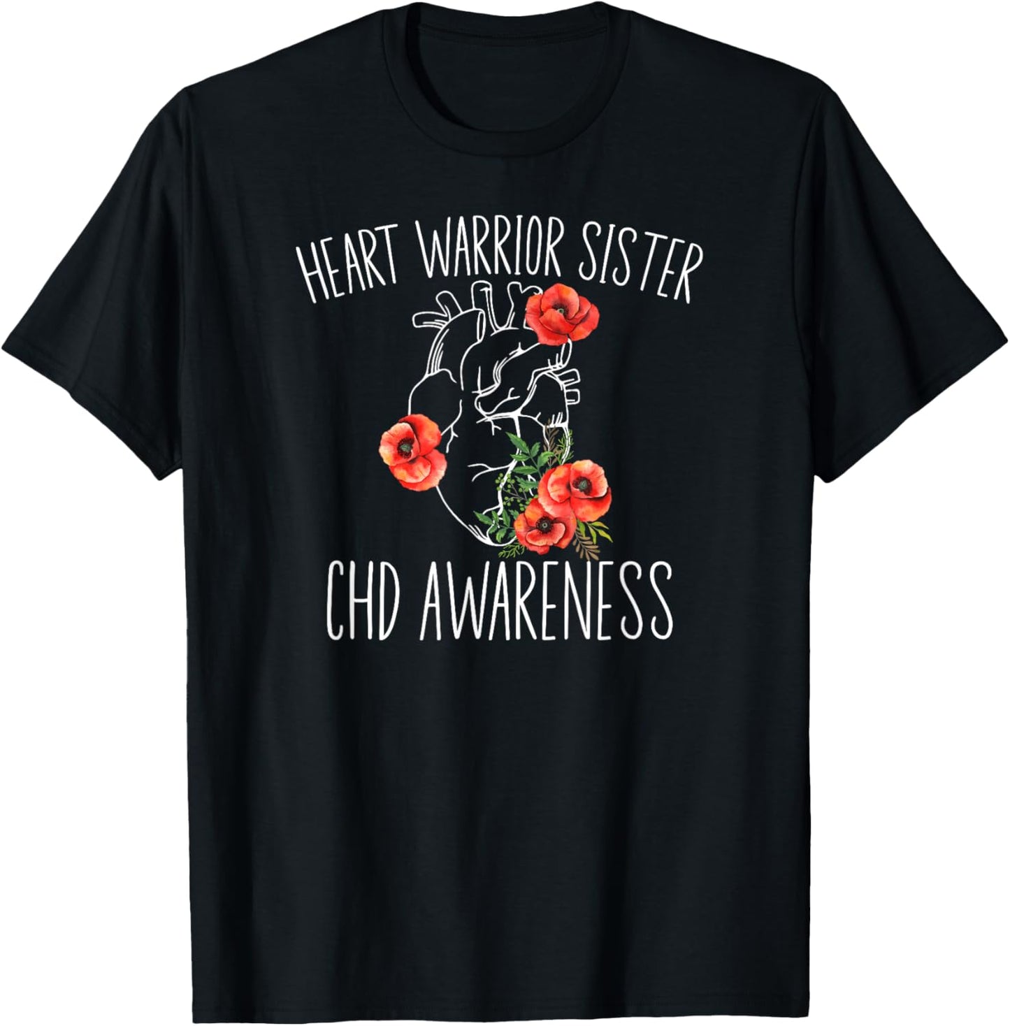 Heart Warrior Sister CHD Awareness CHD Warrior Sister T-Shirt - T-Shirt | Black