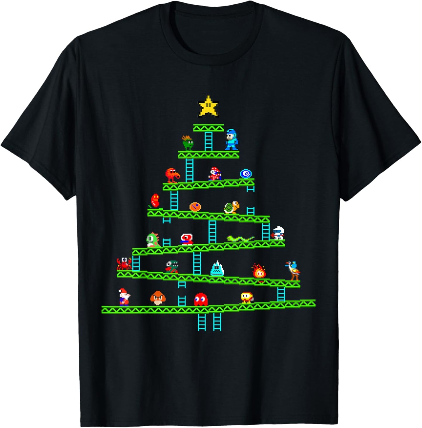 8 Bit Retro Gaming Christmas Tree T-Shirt - T-Shirt | Black