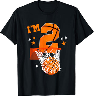 2nd Birthday Basketball Themed For Boy 2 Year Old T-Shirt - T-Shirt | Black