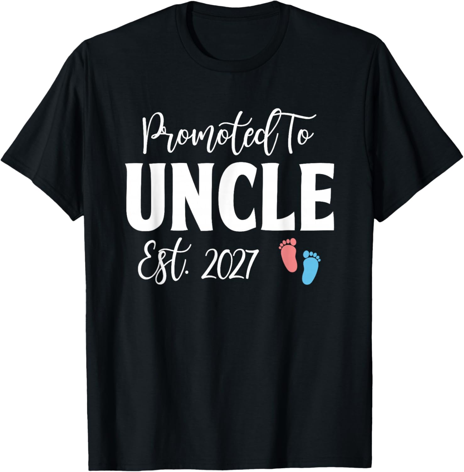 Promoted to Uncle Est 2027 Funny Pregnancy Announcement T-Shirt - T-Shirt | Black