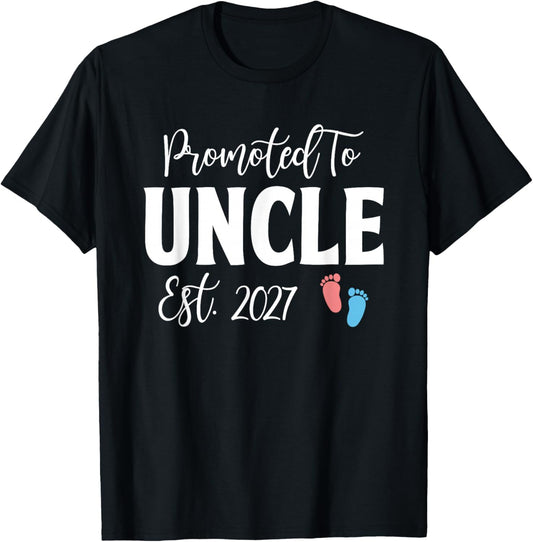 Promoted to Uncle Est 2027 Funny Pregnancy Announcement T-Shirt - T-Shirt | Black