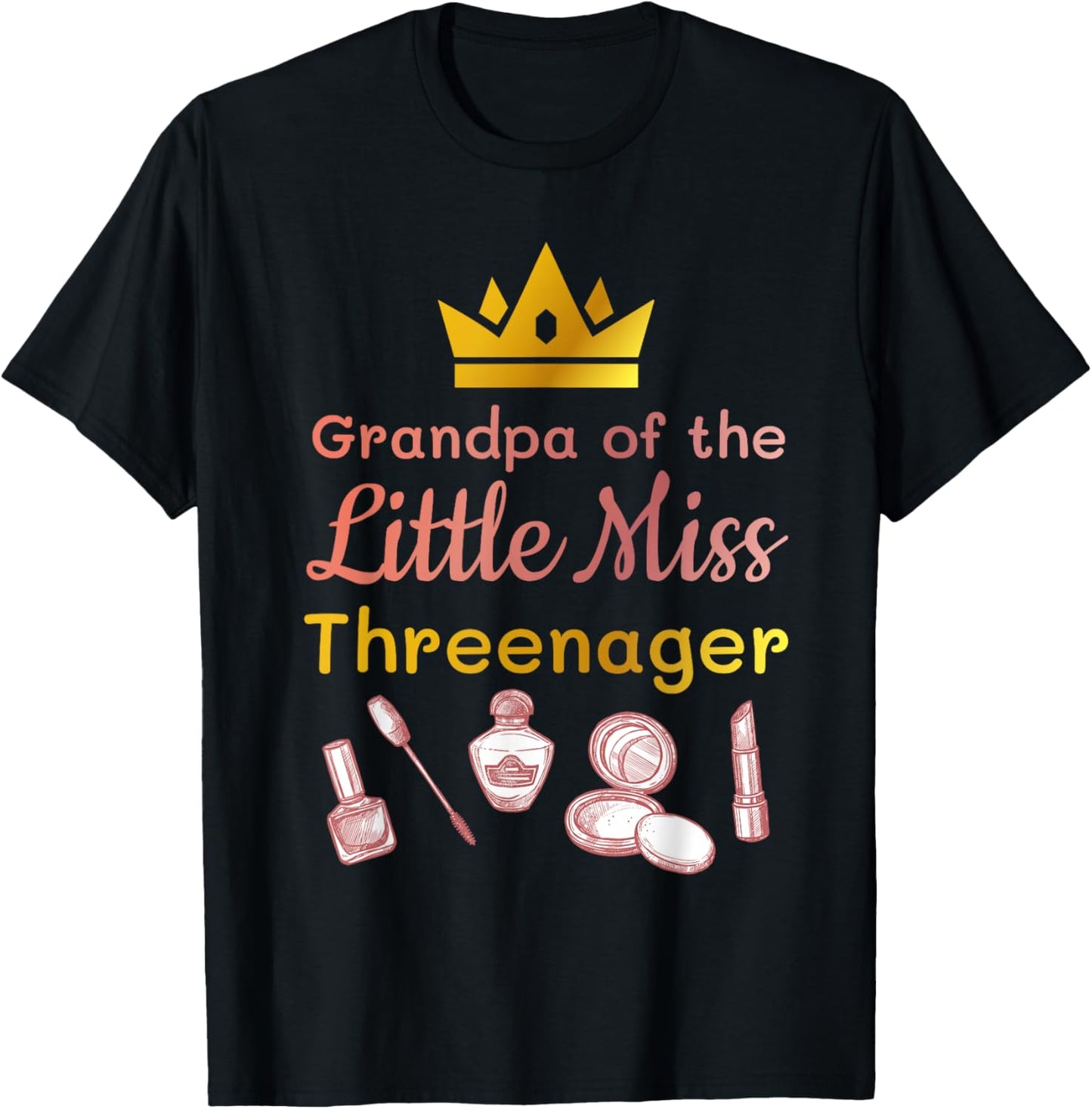 Grandpa of the Miss Threenager Spa 3rd Birthday Party T-Shirt - T-Shirt | Black