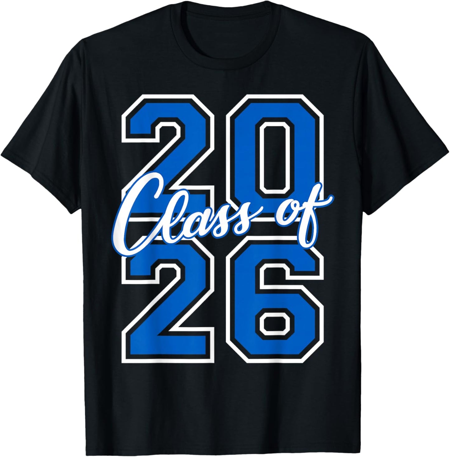 Class of 2026 Graduation Varsity Blue White Letters T-Shirt - T-Shirt | Black