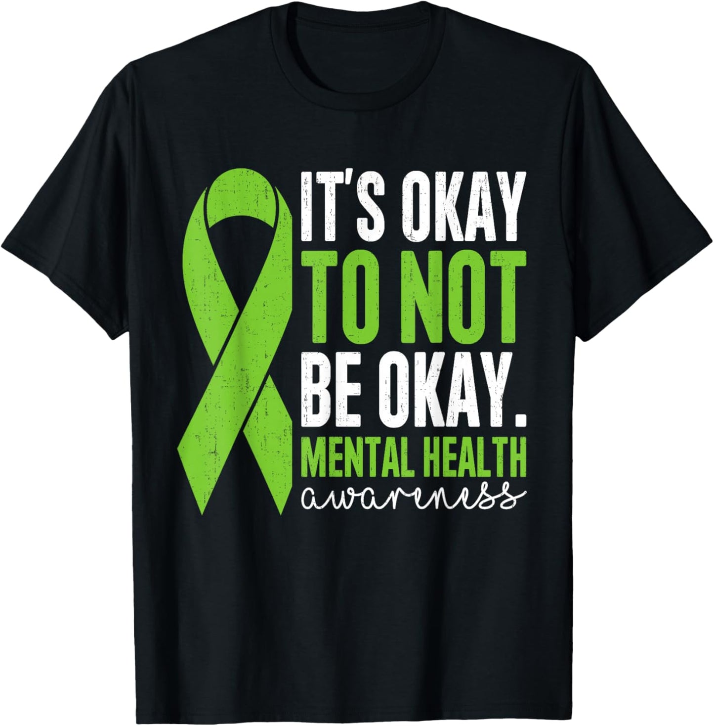 Mental Health Awareness Vintage Its Okay To Not Be Okay T-Shirt - T-Shirt | Black