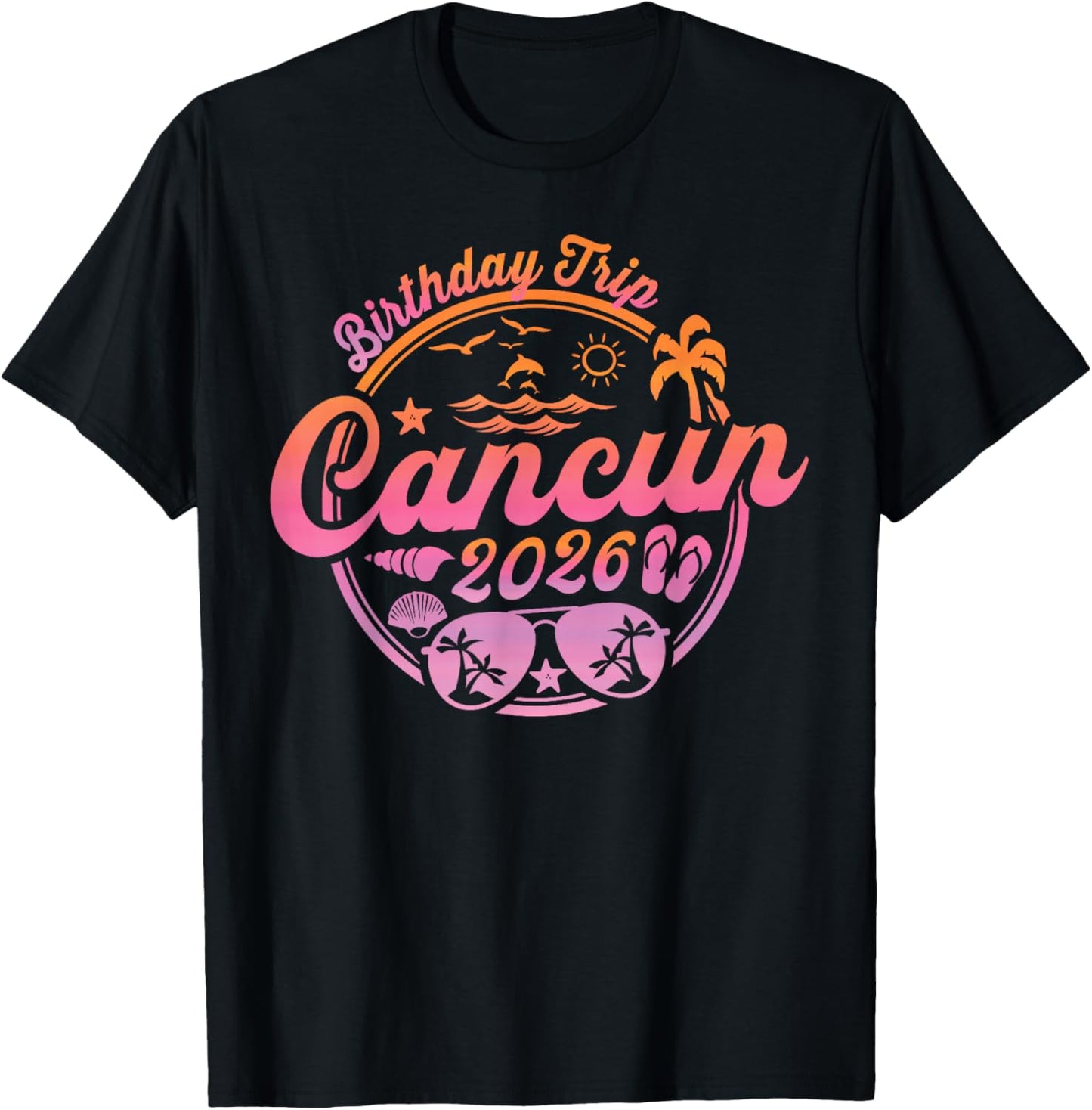 Cancun Birthday Trip 2026 Beach Vacation Crew Cruise Group T-Shirt - T-Shirt | Black