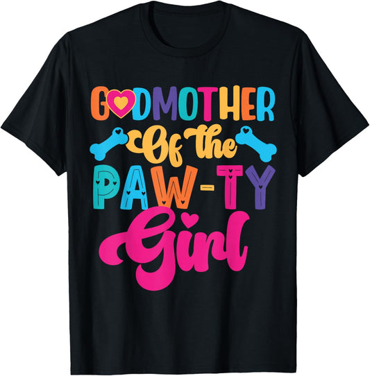 Godmother of The Paw-ty Girl Dog Family Matching Party T-Shirt - T-Shirt | Black