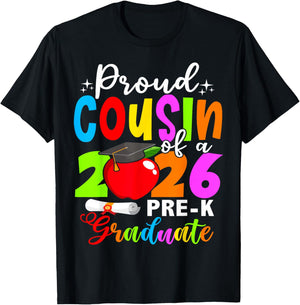 Proud Cousin of 2026 Pre-K Graduate Mothers Day Graduation T-Shirt - T-Shirt | Black