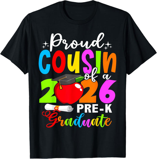 Proud Cousin of 2026 Pre-K Graduate Mothers Day Graduation T-Shirt - T-Shirt | Black