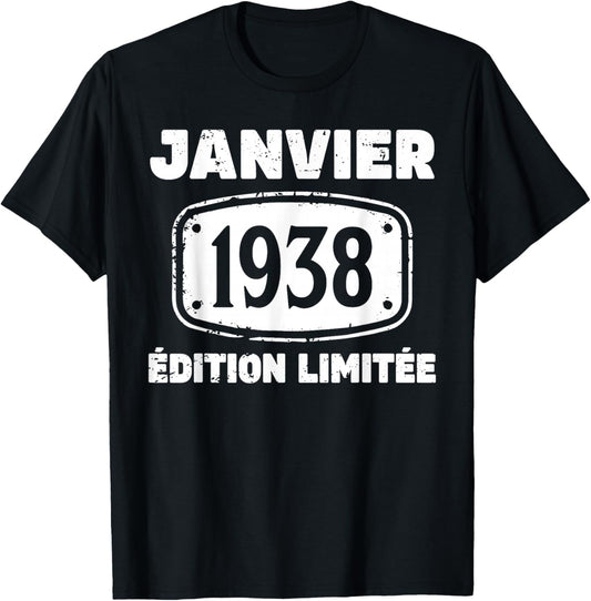 January 1938 88 Years Birthday Gift Man January 1938 T-Shirt - T-Shirt | Black
