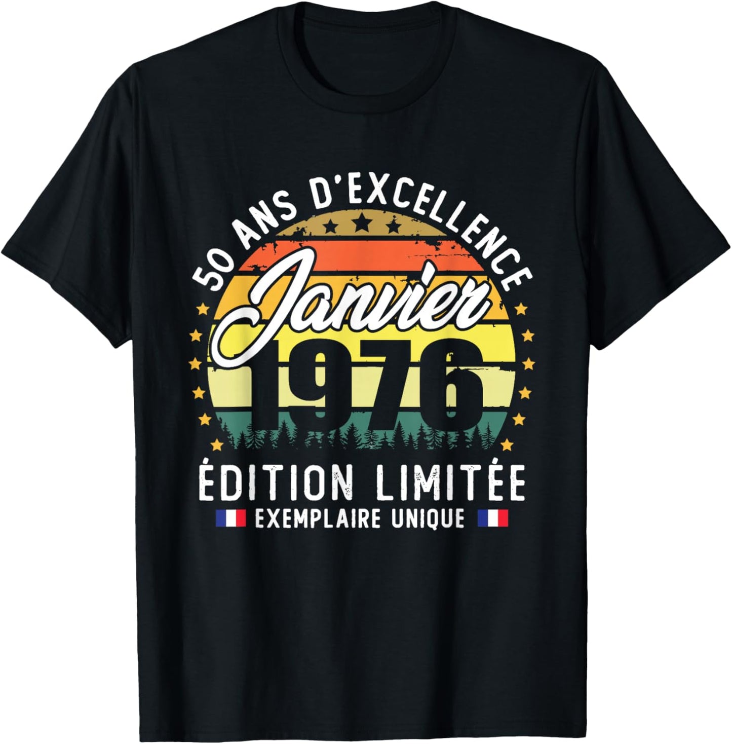 Vintage January 1976 50th Birthday Gift T-Shirt - T-Shirt | Black