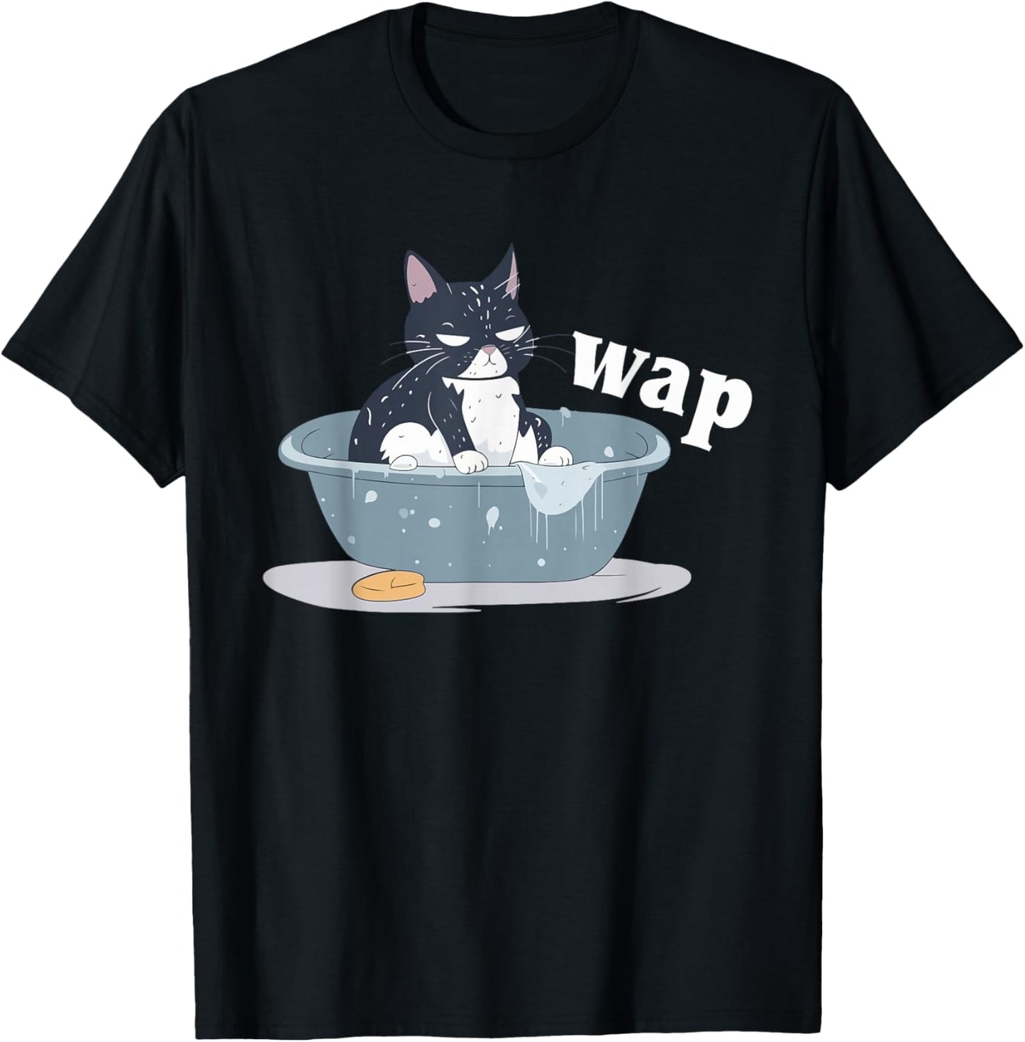 Funny Cat Wap Expression Illustration T-Shirt - T-Shirt | Black
