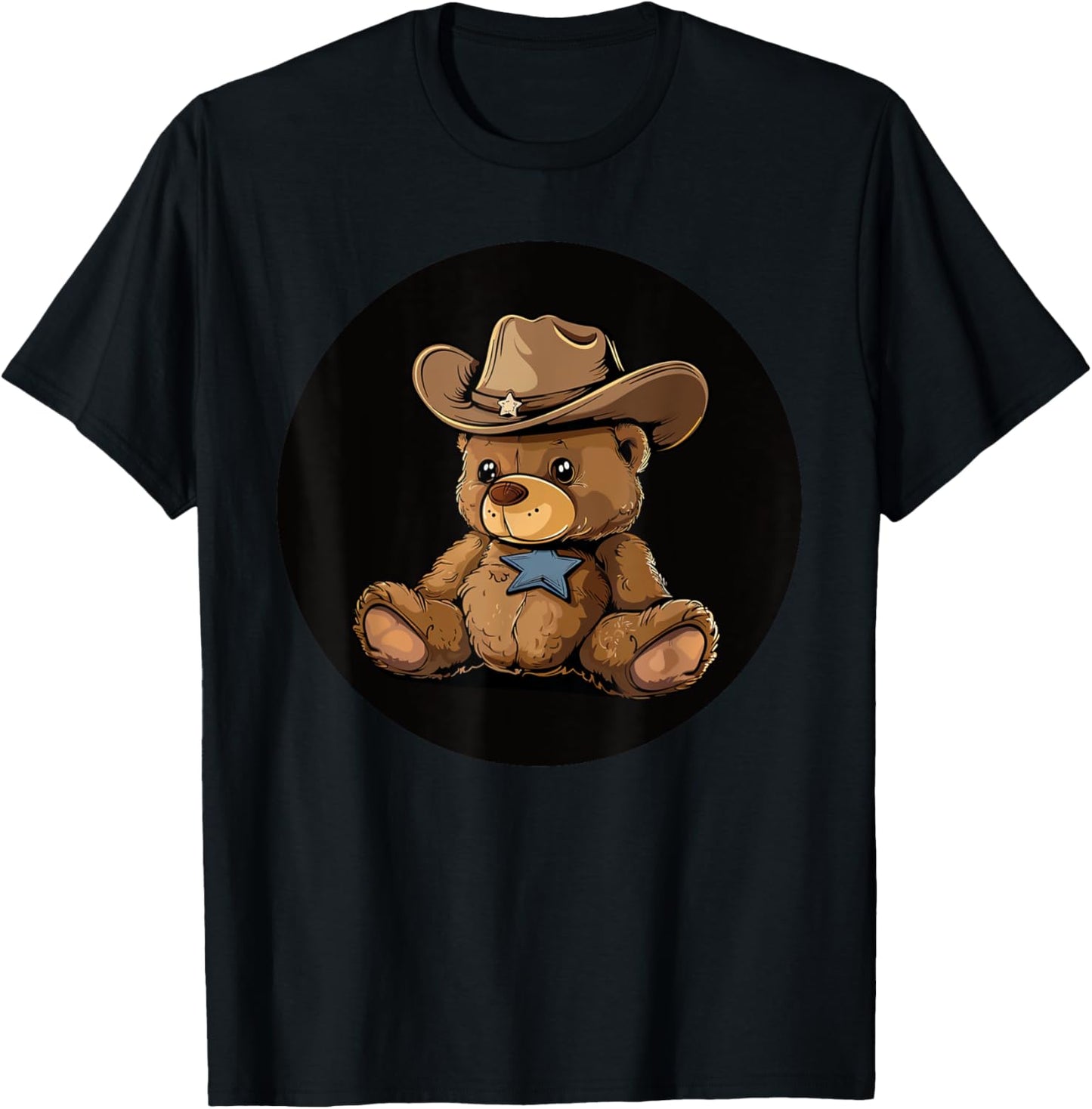 Funny Cowboy Teddy Bear with Sheriff's Star Costume T-Shirt - T-Shirt | Black