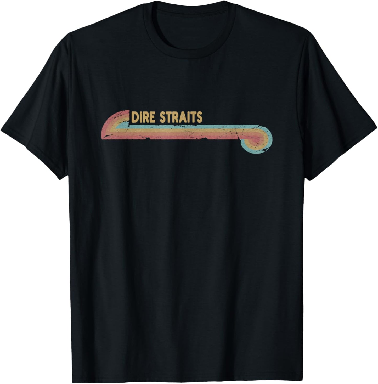 Vintage Retro Line Dire Straits Cassette Stripes Musician T-Shirt - T-Shirt | Black