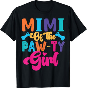 Mimi Of The Birthday Girl Dog Paw Family Matching Party T-Shirt - T-Shirt | Black