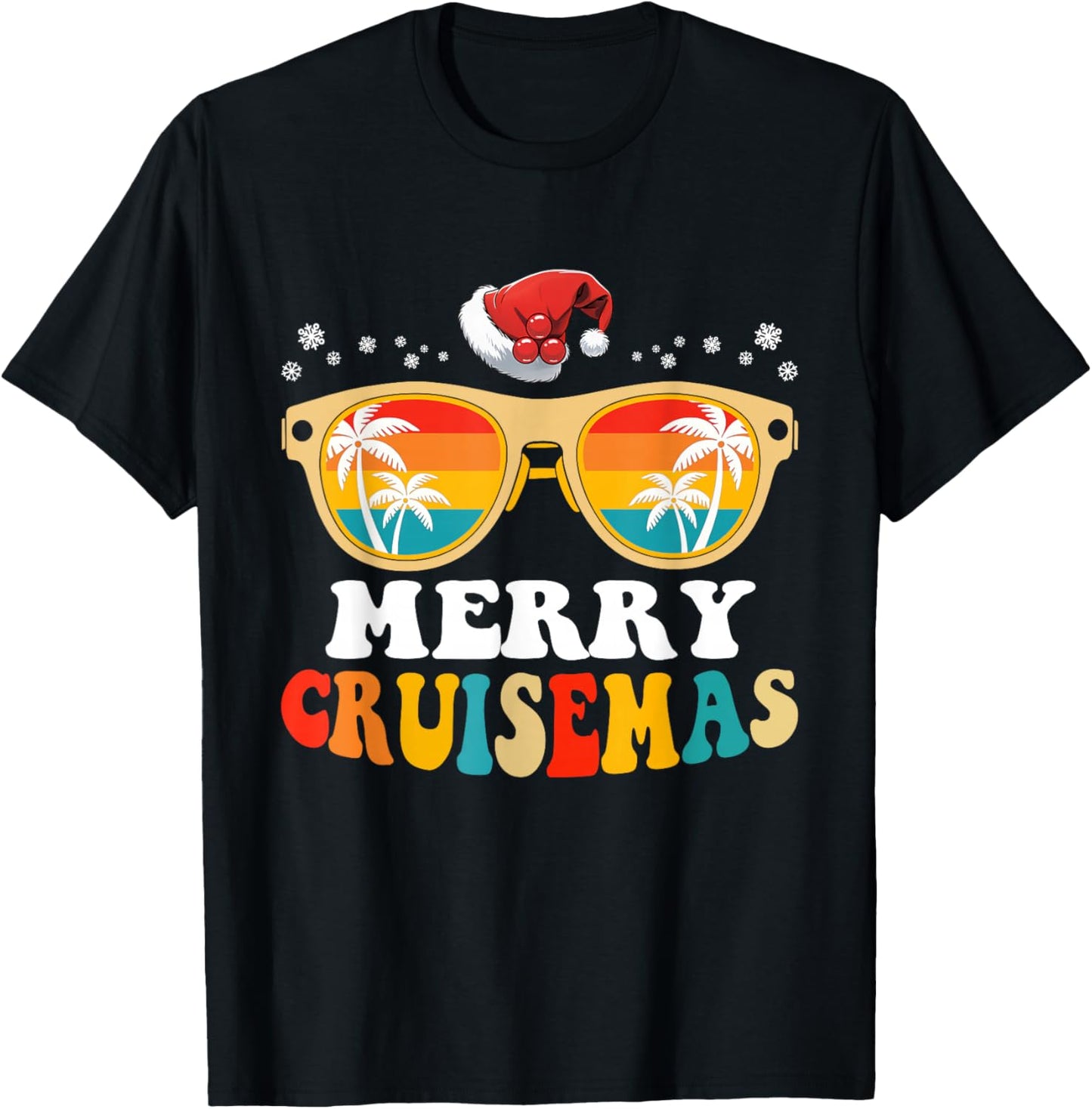 Merry Cruisemas Retro Summer Cruise Christmas Men Women Kids T-Shirt - T-Shirt | Black