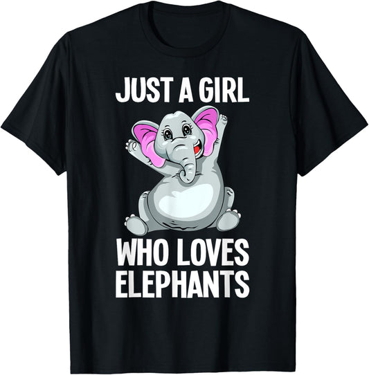 Funny Elephant Design For Girls Women Kids Elephant Lover T-Shirt - T-Shirt | Black