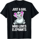 Funny Elephant Design For Girls Women Kids Elephant Lover T-Shirt - T-Shirt | Black