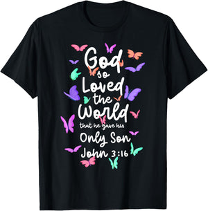 John 3:16 for God So Loved the World Christian Bible Lover T-Shirt - T-Shirt | Black