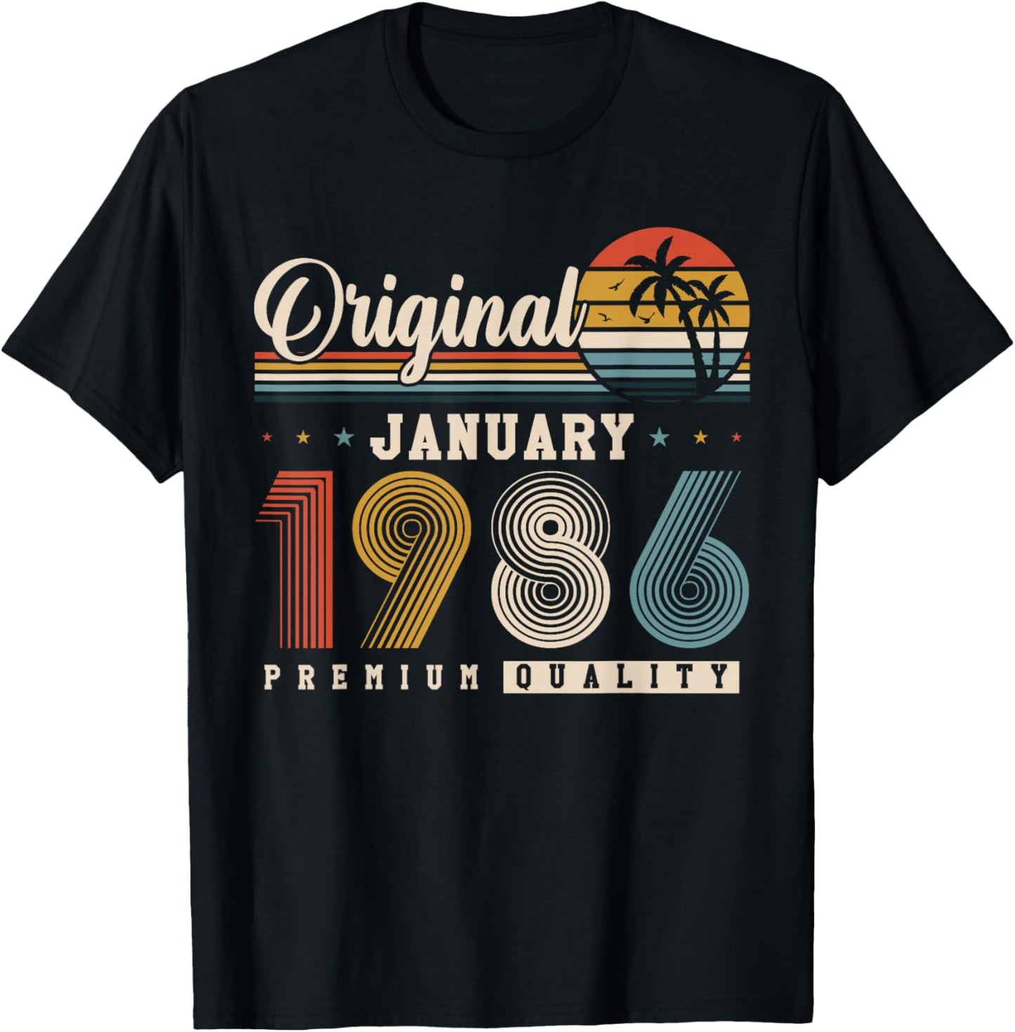 Original January 1986 40th Birthday Vintage Gift T-Shirt - T-Shirt | Black