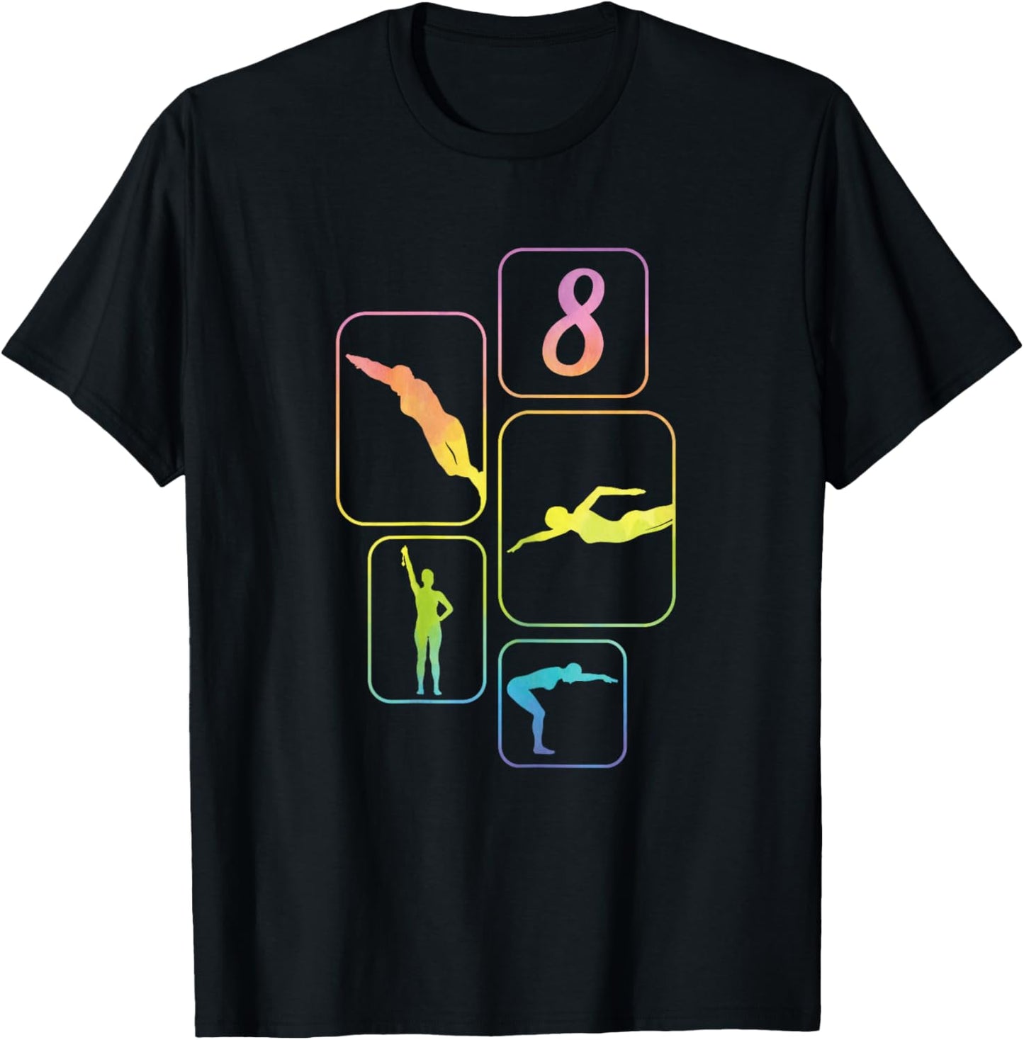 8th Birthday Swimmer Swimming 8 Year Old Girl T-Shirt - T-Shirt | Black