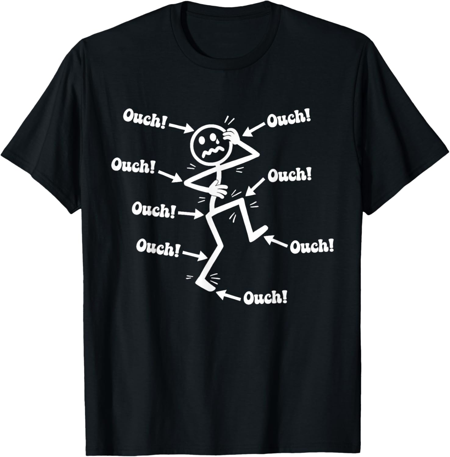 Ow Ow Ow Funny Chronic Pain Awareness Comedy Stick Character T-Shirt - T-Shirt | Black