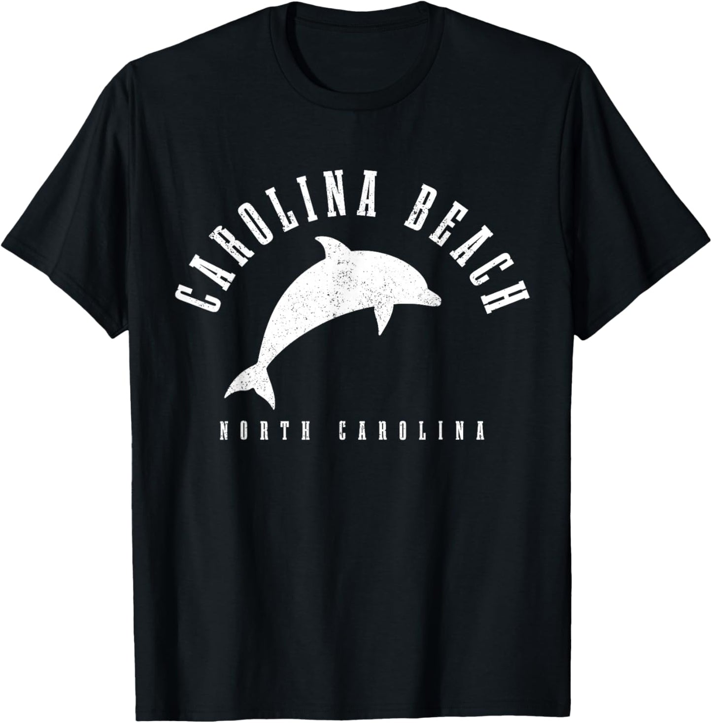 Carolina Beach South Carolina Vintage Dolphin Vacation T-Shirt - T-Shirt | Black