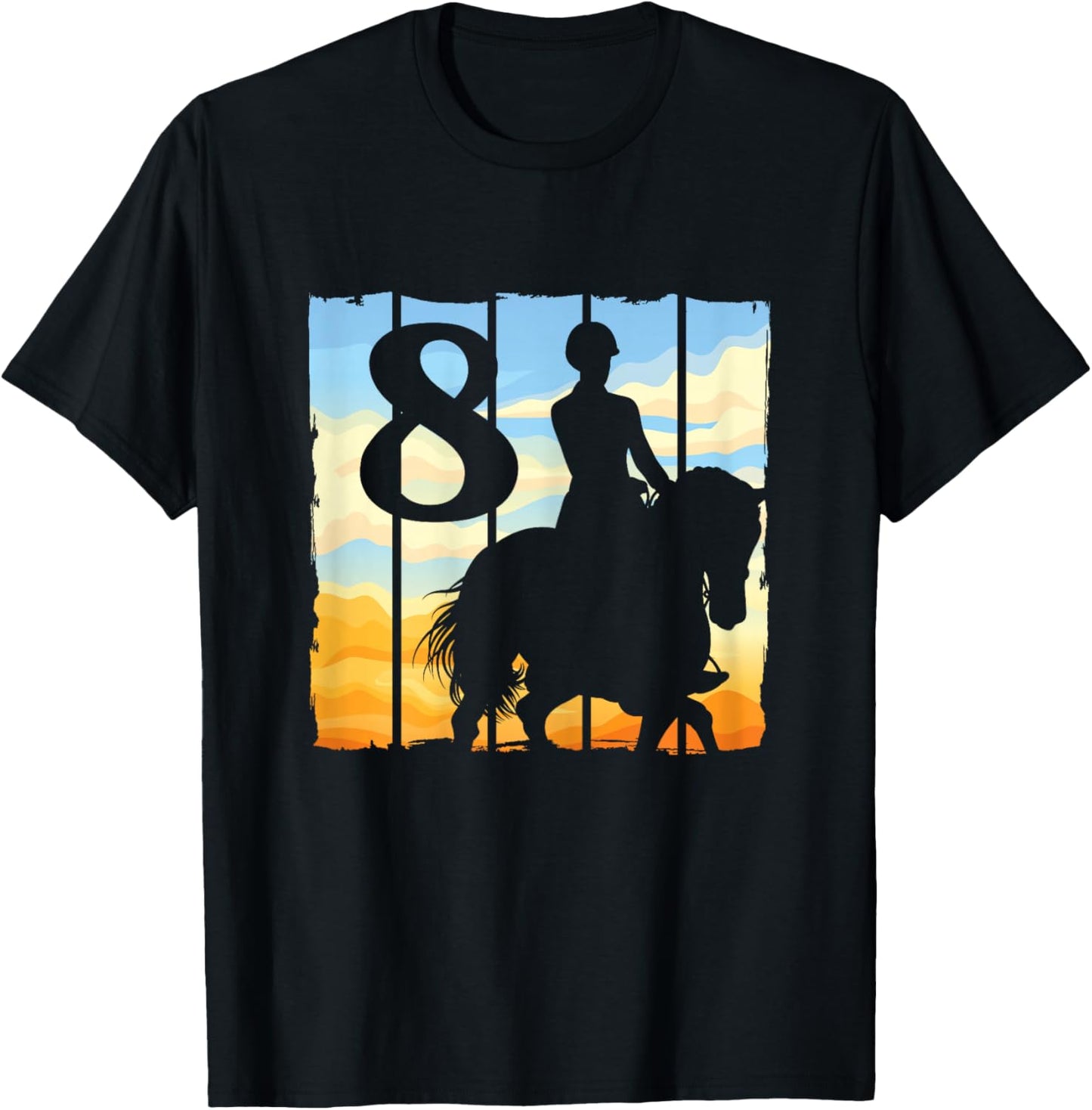 8th Birthday Horse Rider Horse Lover 8 Years Old Girl T-Shirt - T-Shirt | Black