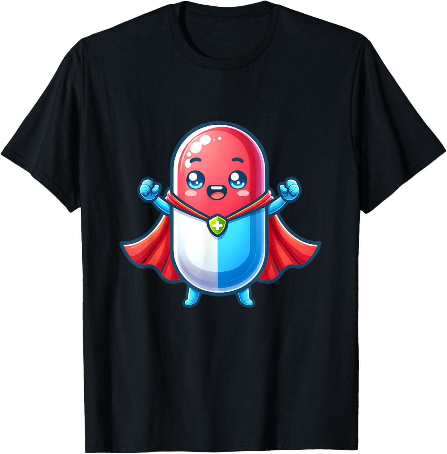 Cute Superhero Tablet Super Pill Hero Pharmacist T-Shirt - T-Shirt | Black