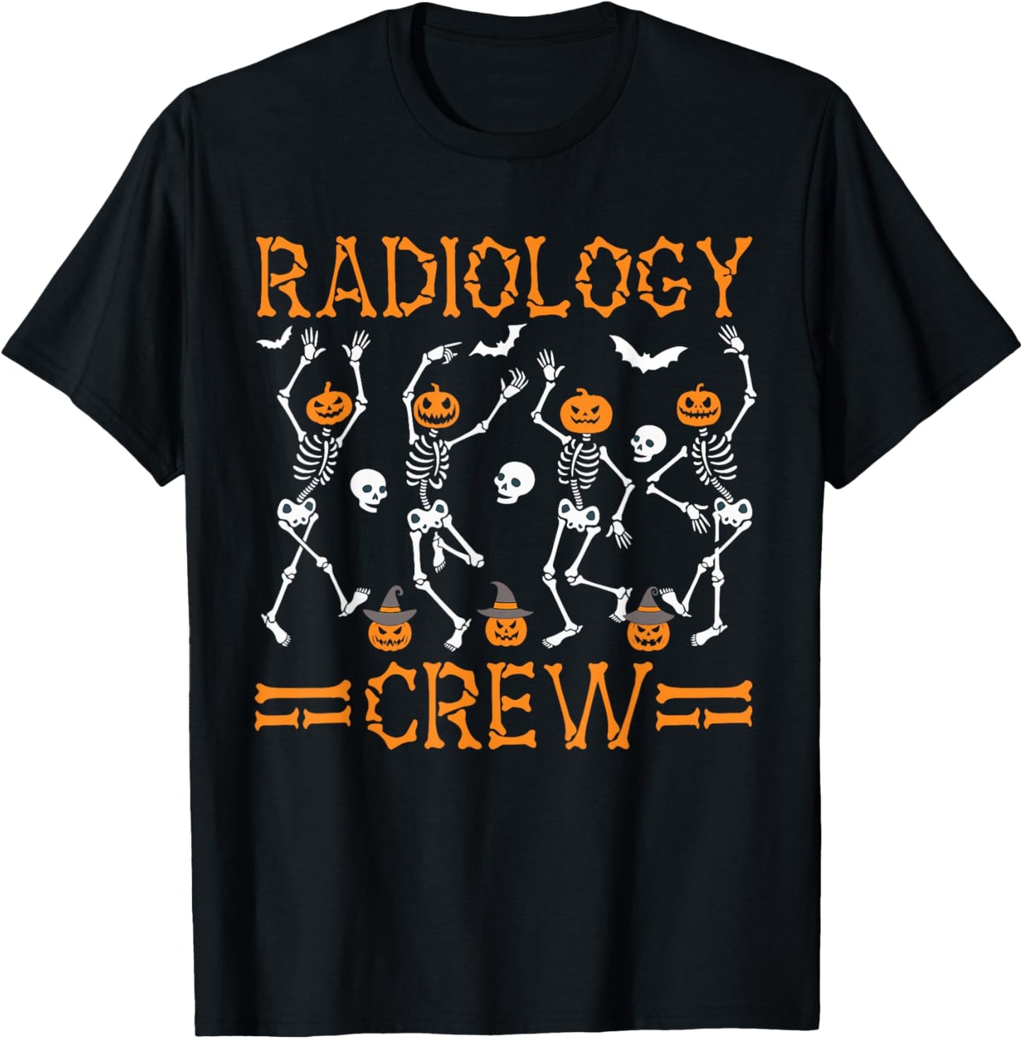Radiology Crew Dancing Skeleton Pumpkin Funny Halloween T-Shirt - T-Shirt | Black