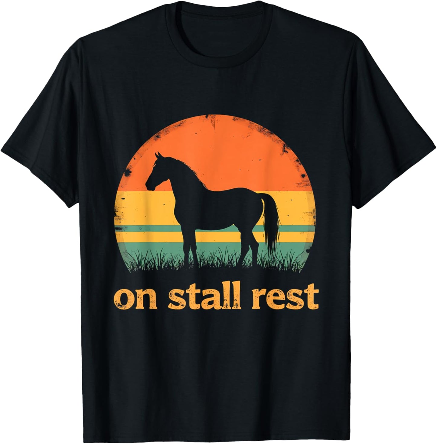 On Stall Rest horse Vintage Sunset T-Shirt - T-Shirt | Black
