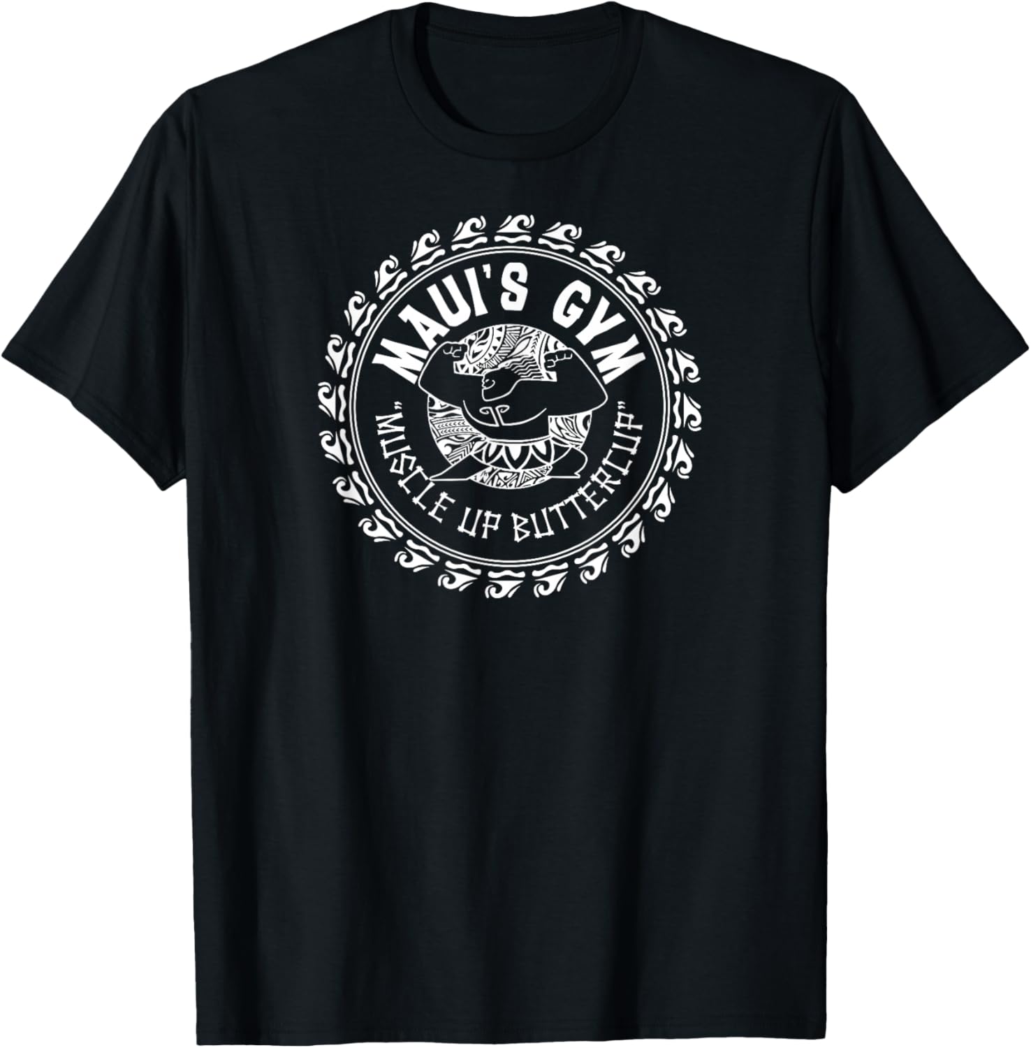 Maui's Gym Muscle Up Butter Cup Black Tribal Print T-Shirt - T-Shirt | Black