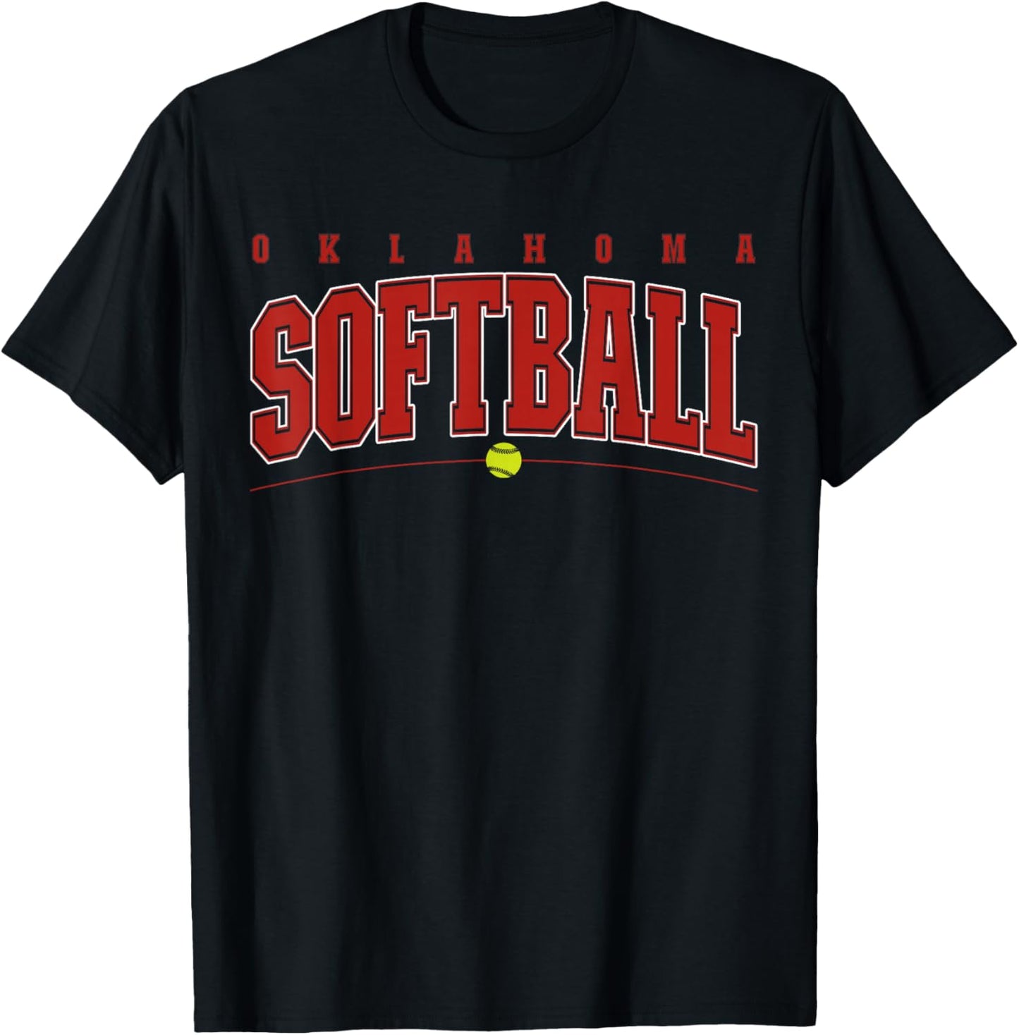 Oklahoma Softball Vintage Kids Team Retro Softball Fan T-Shirt - T-Shirt | Black