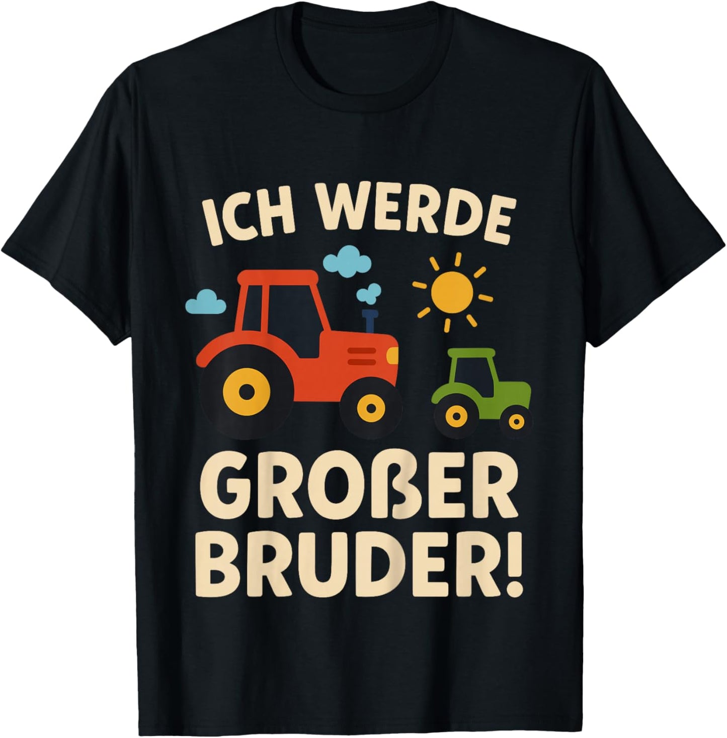 Children's with German Text "Ich Werde Großer Bruder Tractor" Farm T-Shirt - T-Shirt | Black