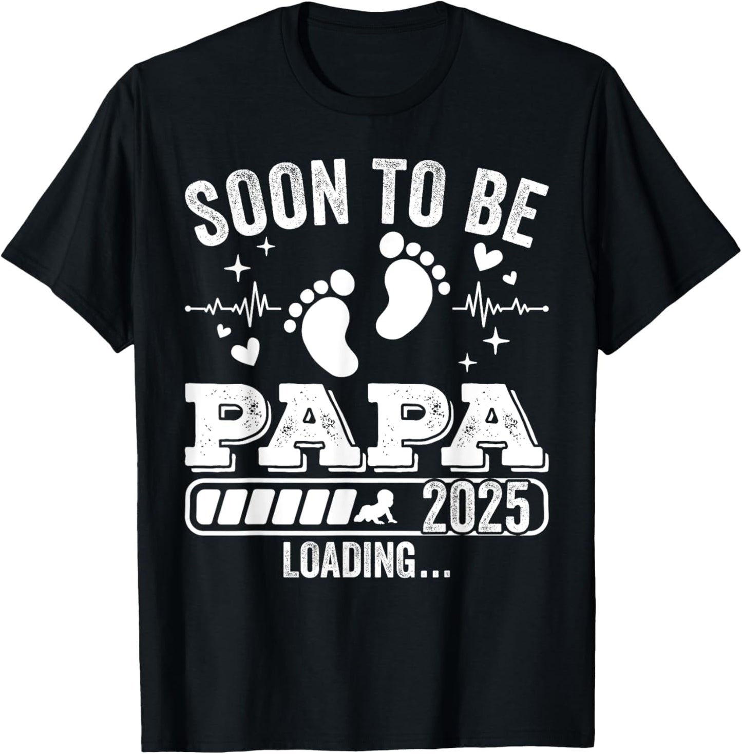 Soon to Be Papa 2025 Loading Pregnancy Announcement T-Shirt - T-Shirt | Black