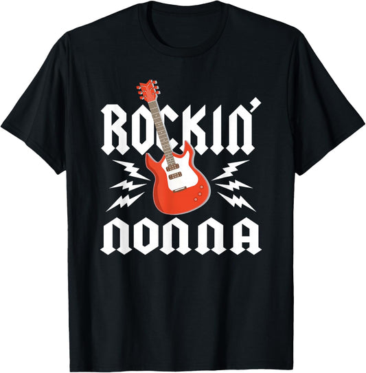 Nonna Rockin One Birthday Family Matching Rock Guitar T-Shirt - T-Shirt | Black