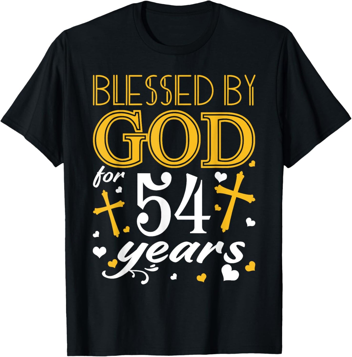 Vintage Blessed By God For 54 Years Happy 54th Birthday T-Shirt - T-Shirt | Black