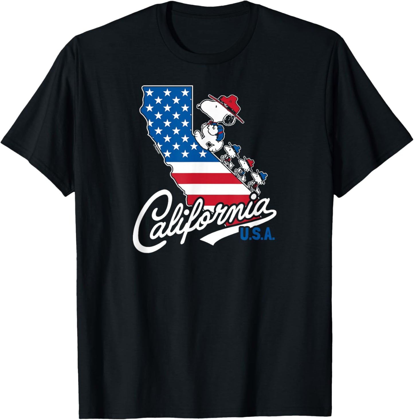 Peanuts - Beagle Scouts California U.S.A Flag Fill State T-Shirt - T-Shirt | Black